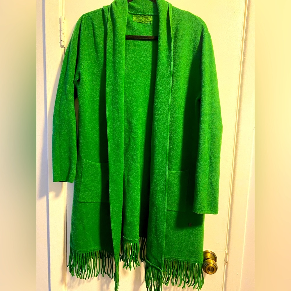 Green -fringed duster, super comfy and soft touch Gently worn